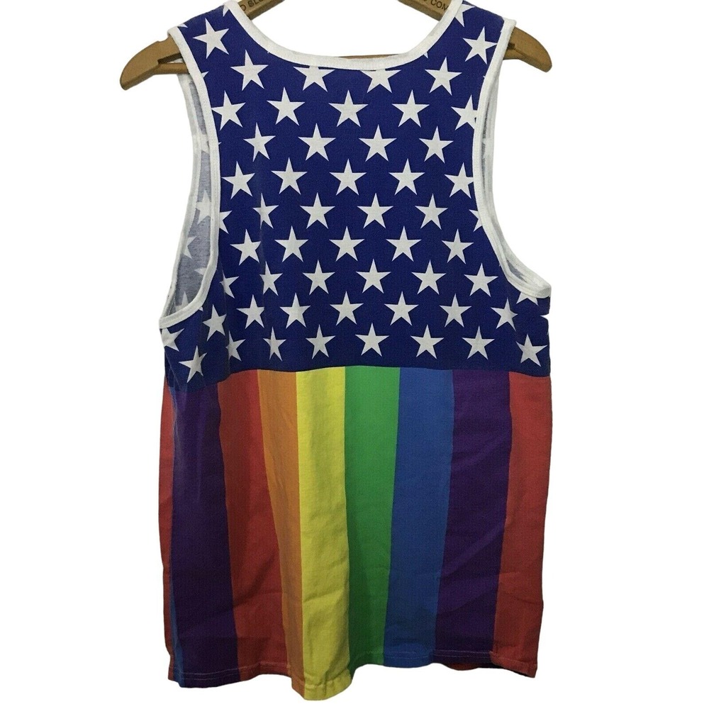Spencers Rainbow Stars Pride Tank Mens M Multicolor 100% Cotton Sleeveless‎